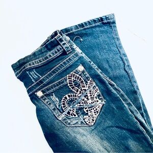 Women's Blue Embellished Jeans Rebel and Soul